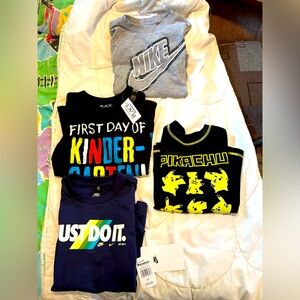 Bundle if boys tshirts, 2 Nike, 1 Pokémon, 2 shitrts new